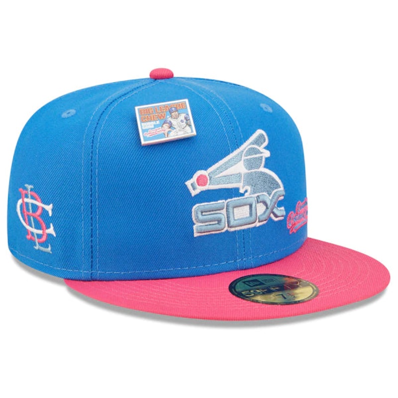 New Era MLB x Big League Chew  Chicago White Sox Curveball Cotton Candy Flavor Pack 59FIFTY Fitted Hat – Blue/Pink