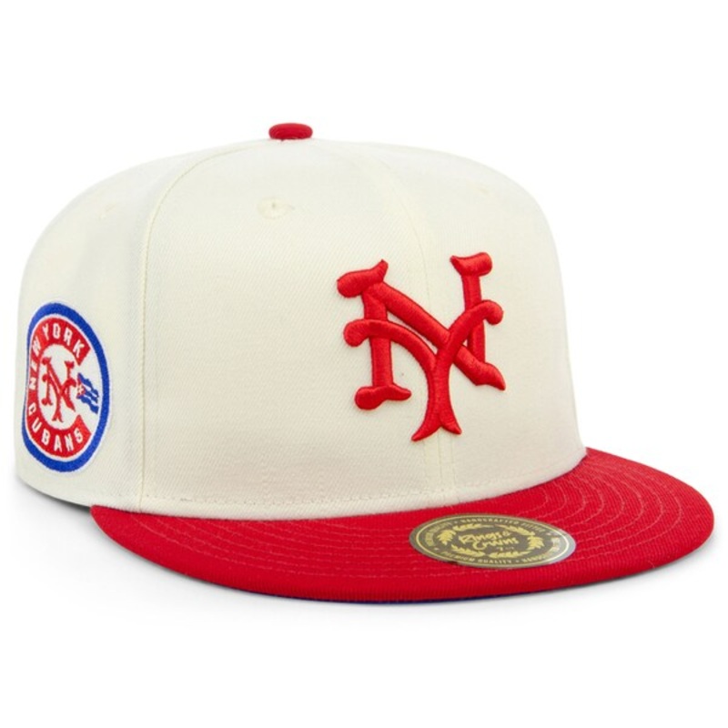 Rings & Crwns  New York Cubans Team Fitted Hat – Cream/Red