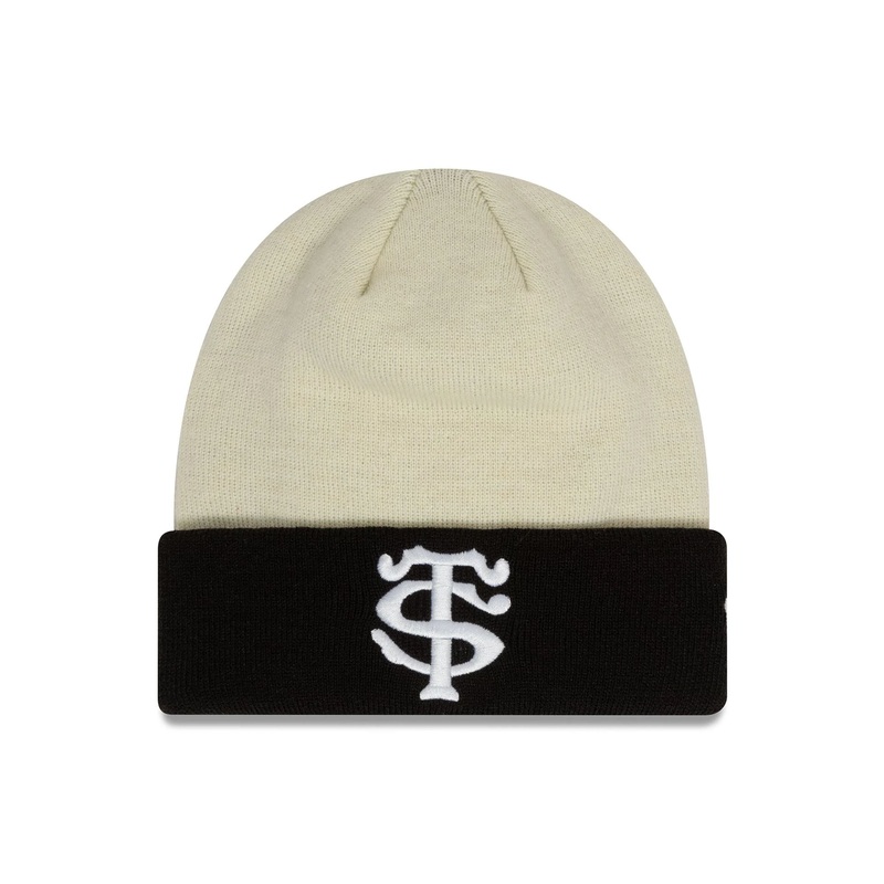 Stade Toulousain Contrast Cream Cuff Knit Beanie Hat OSFM