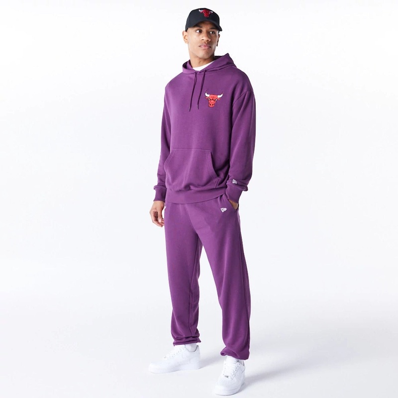 Chicago Bulls League Essential Dark Purple Oversized Pullover Hoodie XS