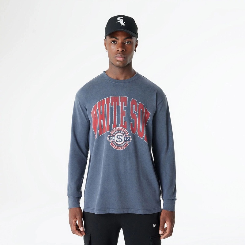 Chicago White Sox Oversized Essential Navy Oversized Long Sleeve T-Shirt S