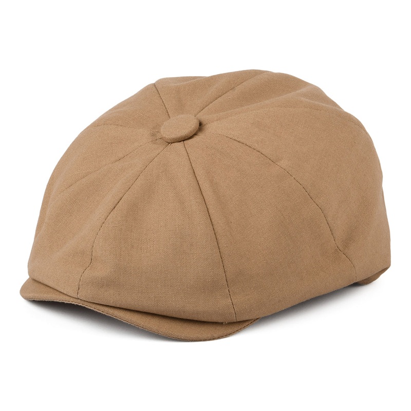 Christys Hats Cotton-Linen 8 Piece Newsboy Cap – Camel S