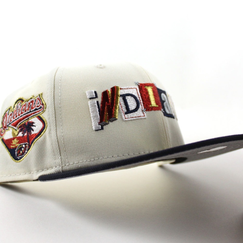 Cleveland Indians DeathNote Indians Patch New Era 59Fifty Fitted Hat (Chrome White Navy Gray Under Brim) 6 7/8
