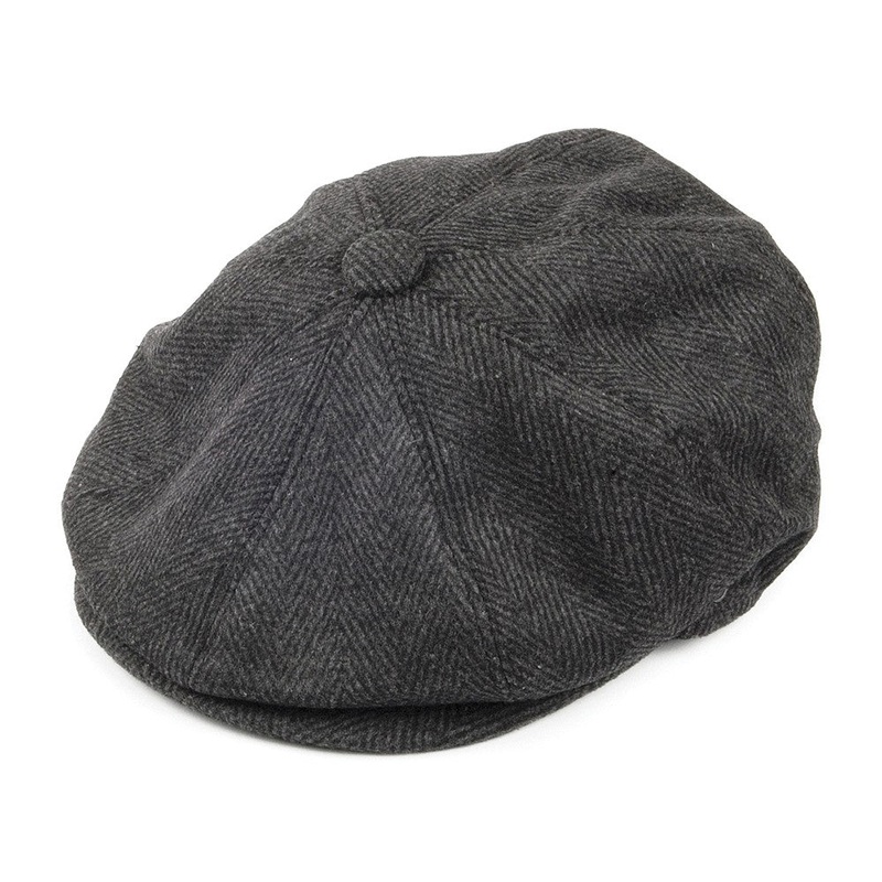 Jaxon & James Herringbone Newsboy Cap Charcoal Wholesale Pack Prepack