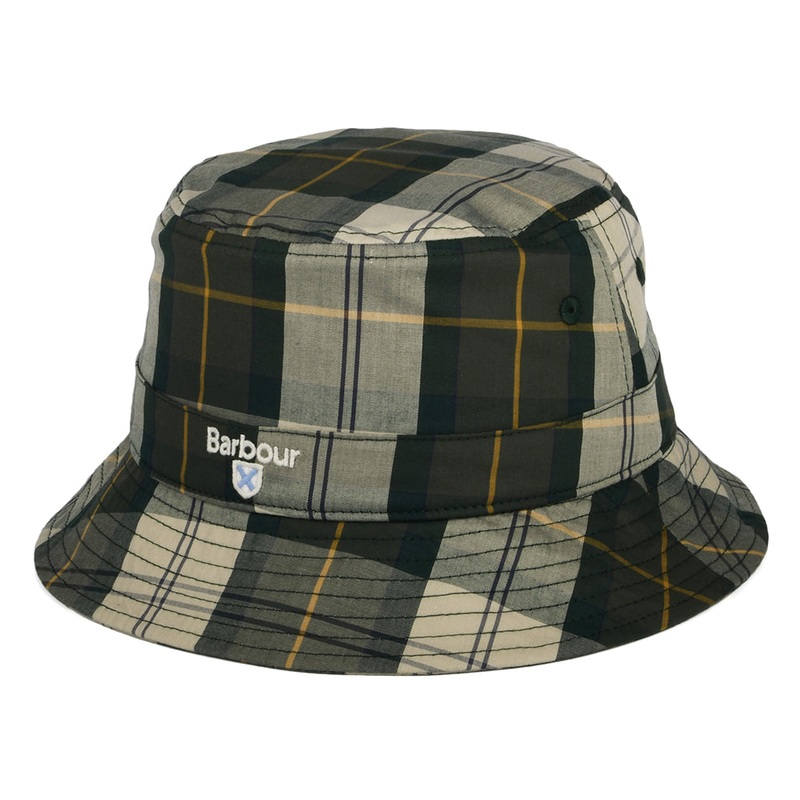 Barbour Hats Tartan Cotton Bucket Hat – Green-Beige S
