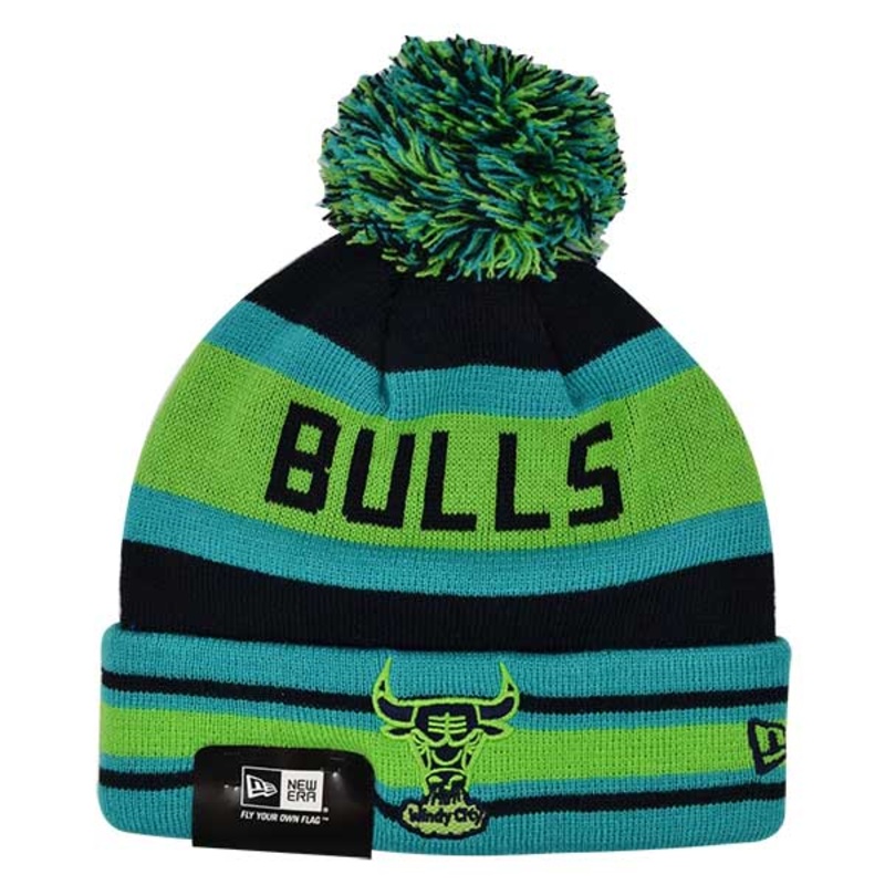 Chicago Bulls BIG JAKE Lime KNIT Cuffed Pom New Era NBA Hat
