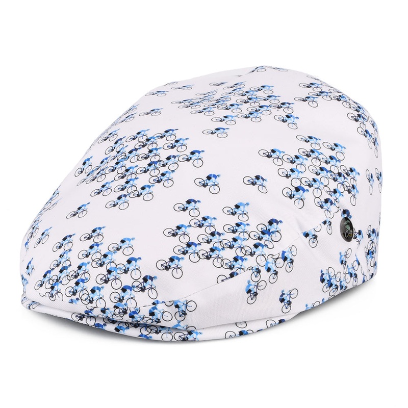 City Sport Tour de Velo Cotton Flat Cap – White-Blue S