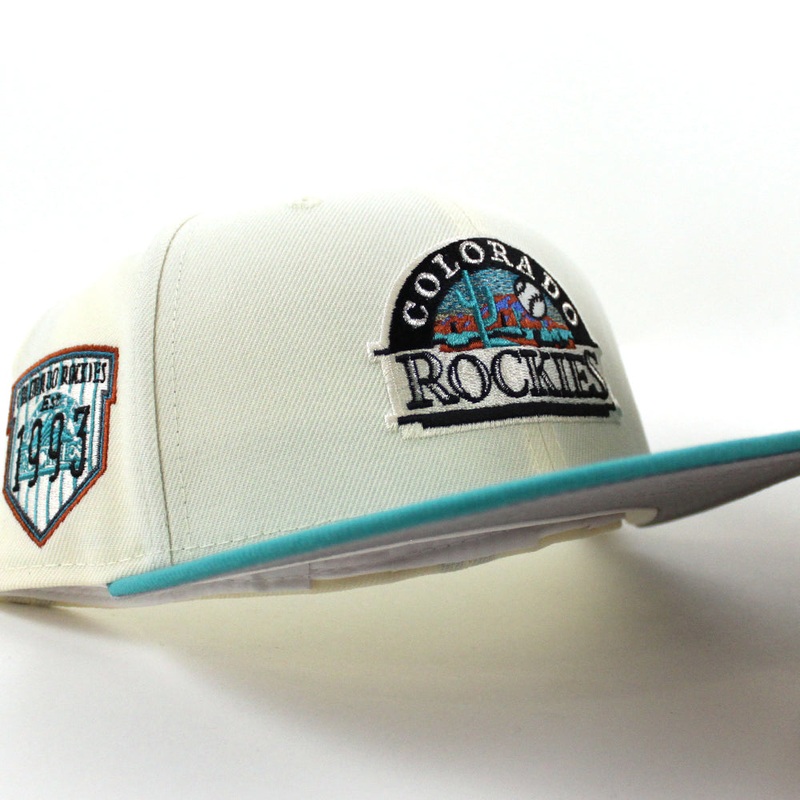 Colorado Rockies 1993 All Star Game Era 59Fifty Fitted Hat (Chrome White Teal Gray Under Brim) 7