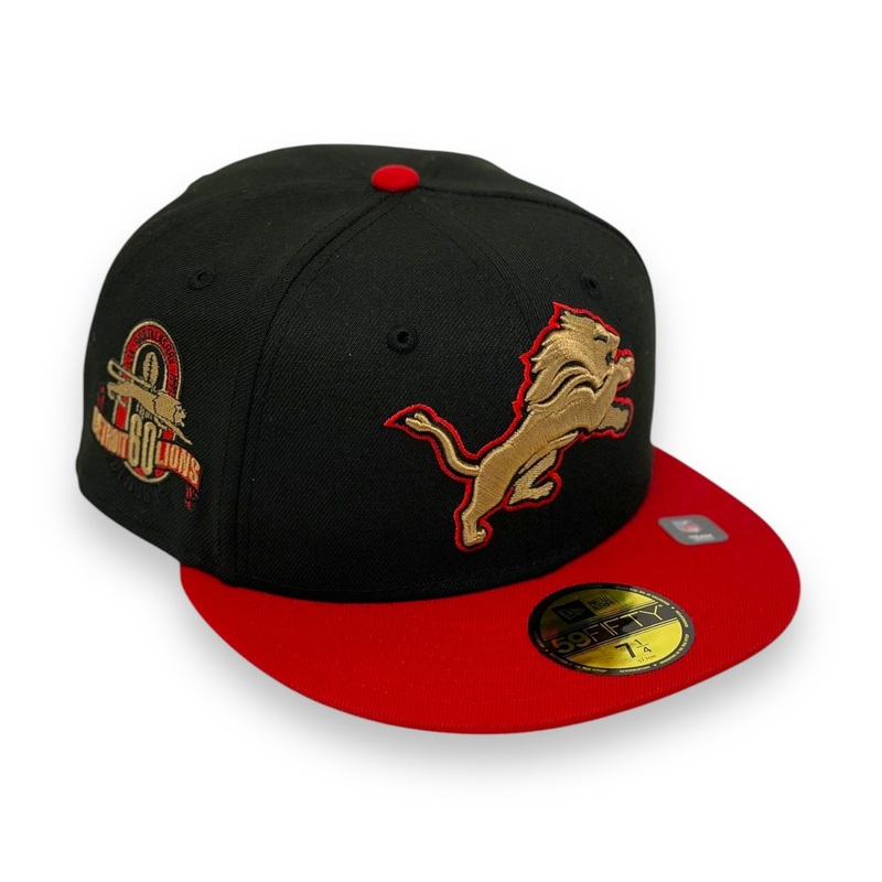 DETROIT LIONS (BLACK/RED) “6OTH ANN” NEW ERA 59FIFTY FITTED 67/8