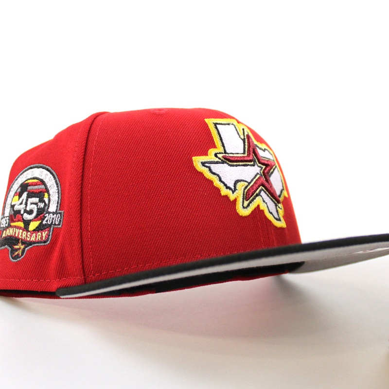 Houston Astros 45th Anniversary New Era 59Fifty Fitted Hat (Scarlet Red Black Gray Under Brim) 7