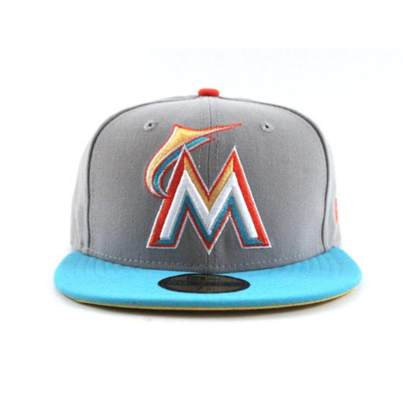 Miami Marlins New Era 59Fifty Fitted Hats (Reebok Kamikaze II REMEMBER THE ALAMO PACK) 7 1/8