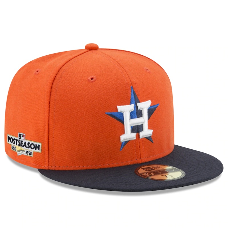 New Era Houston Astros 2022 Postseason Orange/Navy 59FIFTY Fitted Hat