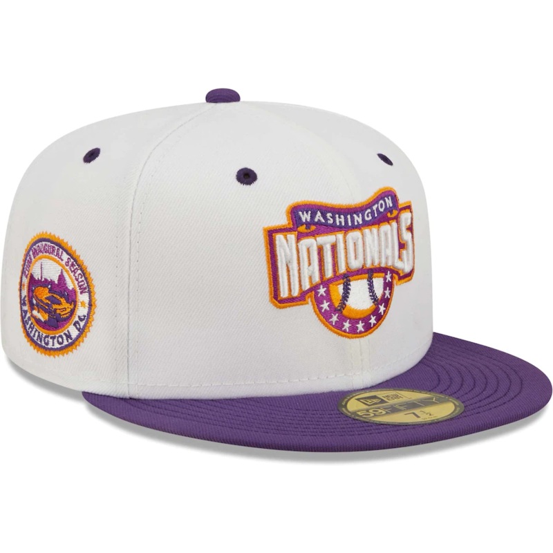 New Era Washington Nationals White/Purple 2008 Nationals Park Inaugural Season Grape Lolli 59FIFTY Fitted Hat