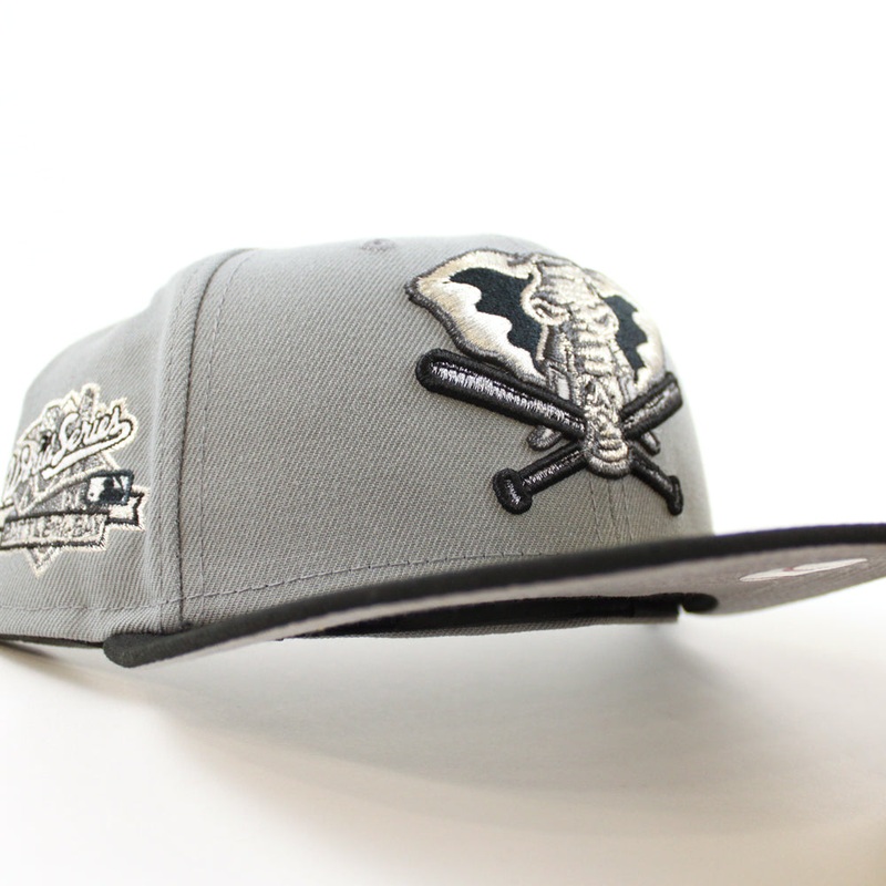 Oakland Athletics 1989 World Series Era 59Fifty Fitted Hat (Misty Morning Black Gray Under Brim) 7