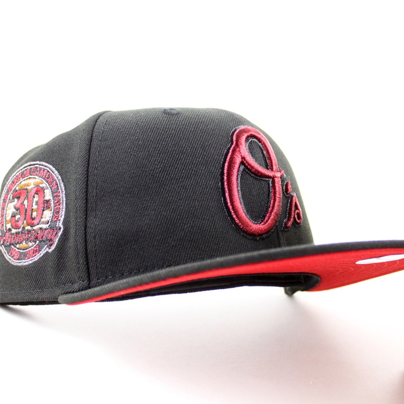 Baltimore Orioles 30th Anniversary 59Fifty New Era Fitted Hat (Black Scarlet Red Under Brim) 6 7/8
