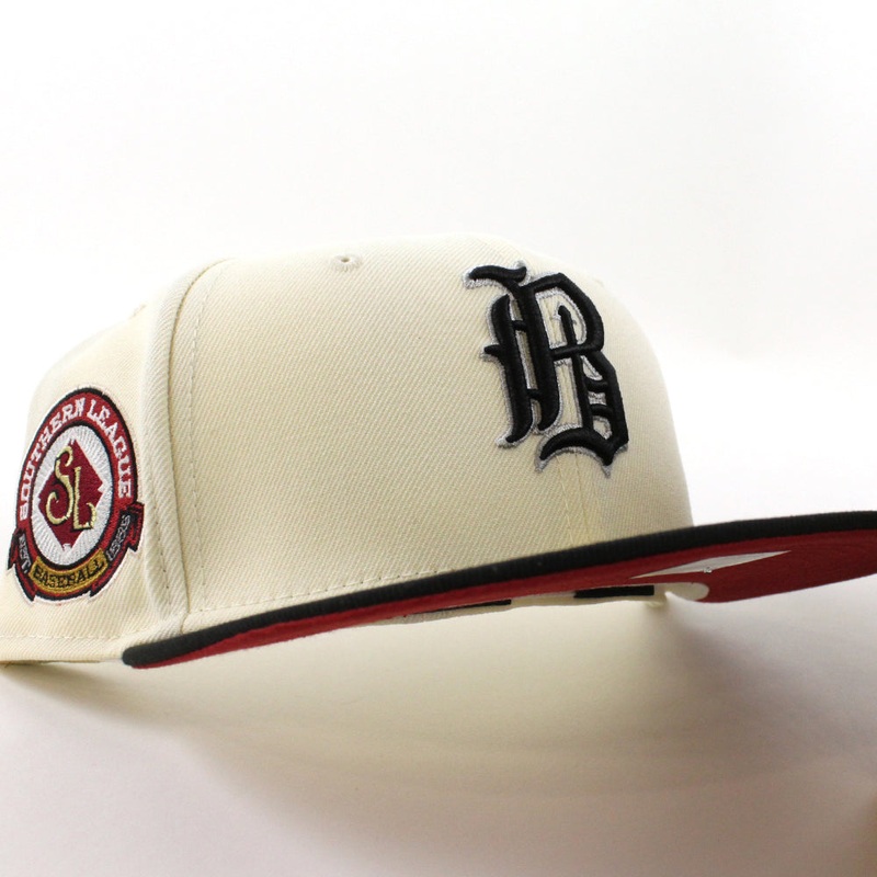 BIRMINGHAM BARONS Southern League New Era 59Fifty Fitted Hat (Chrome Black Pinot Red Under Brim) 7
