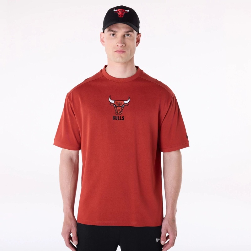 Chicago Bulls NBA Wordmark Red Oversized T-Shirt XS