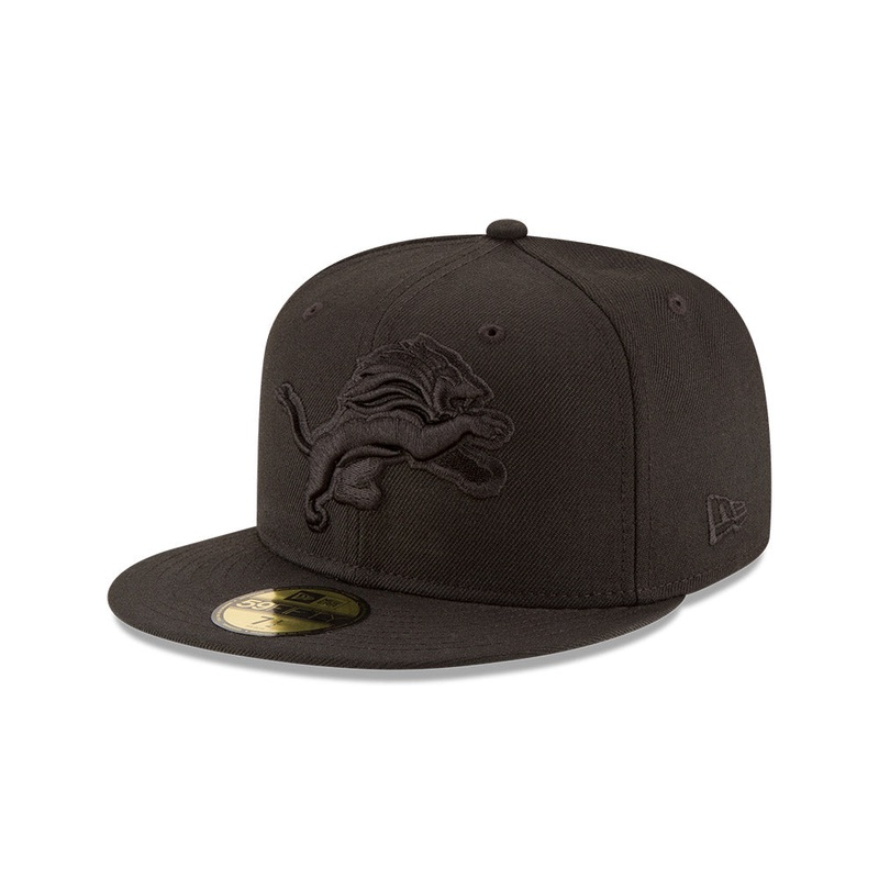 Detroit Lions BLACKOUT New Era 59Fifty Fitted Hat – Black/Black 6 7/8