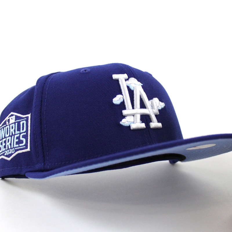 Los Angeles Dodgers COMIC CLOUD 2020 World Series New Era 59Fifty Fitted Hat (Team Color Sky Blue Under Brim) 7