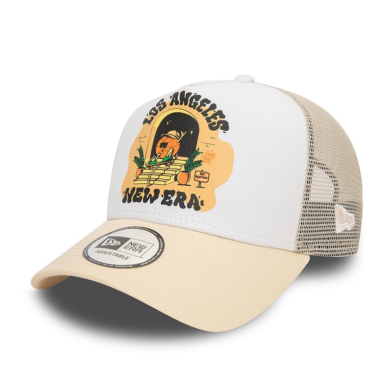 New Era E-Frame Los Angeles Graphic Print White/Stone Trucker Cap One Size