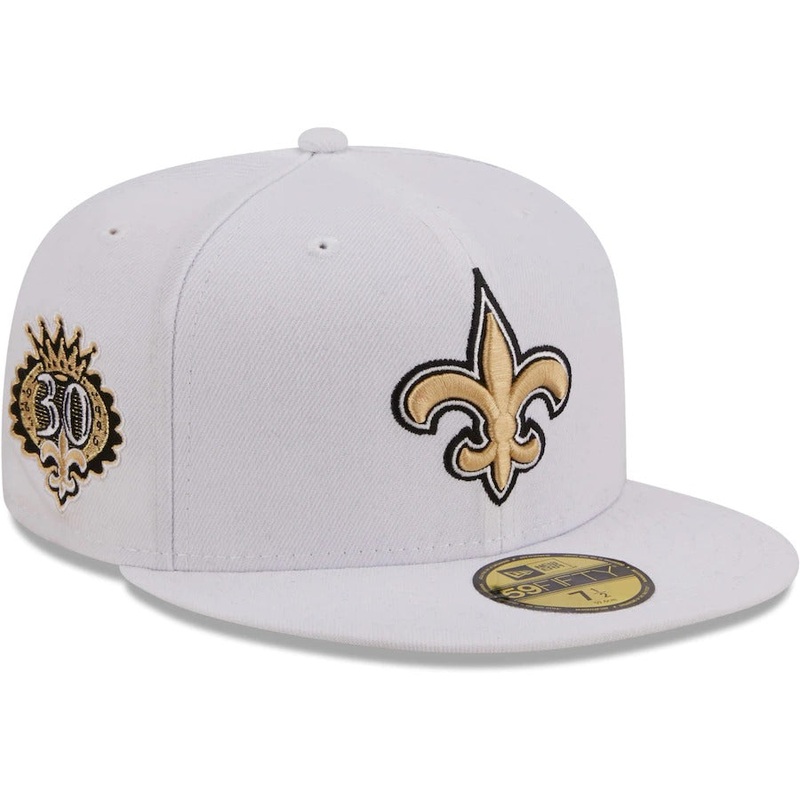 New Era New Orleans Saints White 30th Anniversary Patch Logo 59FIFTY Fitted Hat