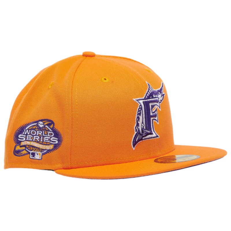 New Era Orange Florida Marlins Purple Undervisor 59FIFTY Fitted Hat