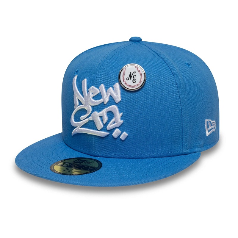 New Era Oversized Script Blue 59FIFTY Fitted Cap 6 7/8