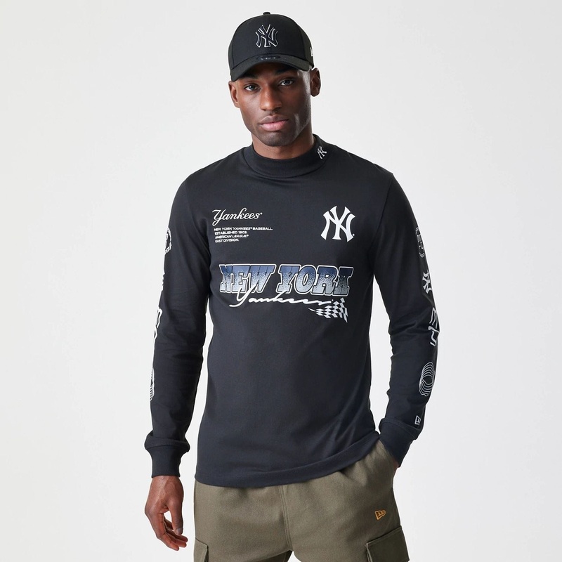New York Yankees Modern Driver Black Long Sleeve T-Shirt S