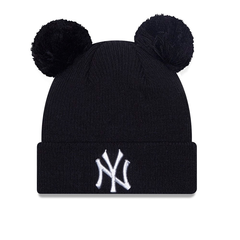 New York Yankees Womens Metallic Logo Black Beanie One Size