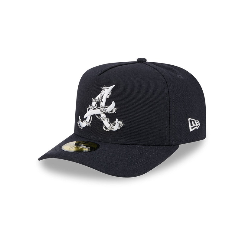 Atlanta Braves New Era FENCE Exclusive A-Frame 59Fifty Fitted Hat – Navy 6 7/8