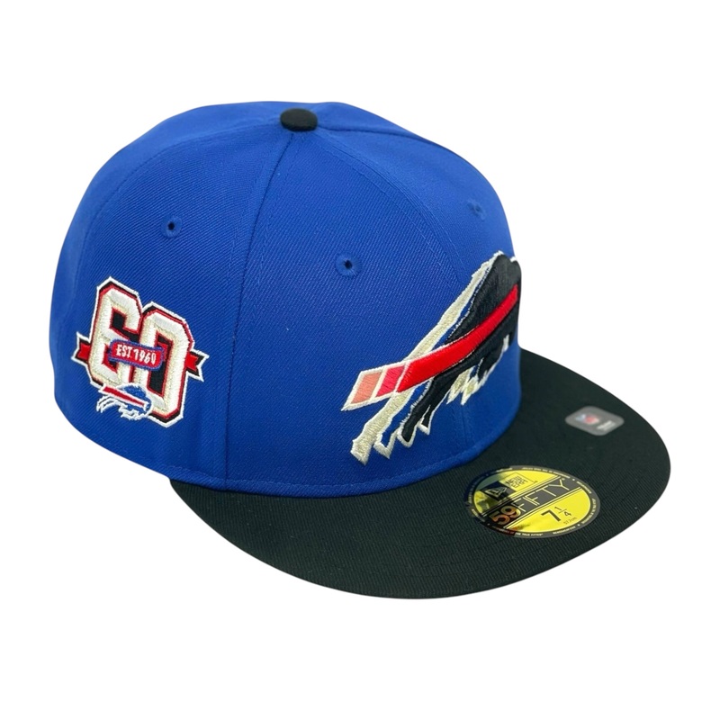 BUFFALO BILLS (ROYAL/BLACK) 60TH ANN, NEW ERA 59FIFTY FITTED 67/8