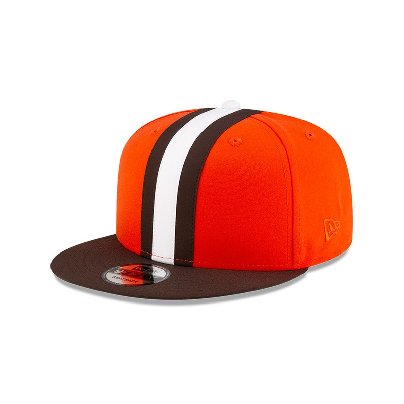 Cleveland Browns New Era HELMET 9Fifty Snapback Hat – Orange/Brown