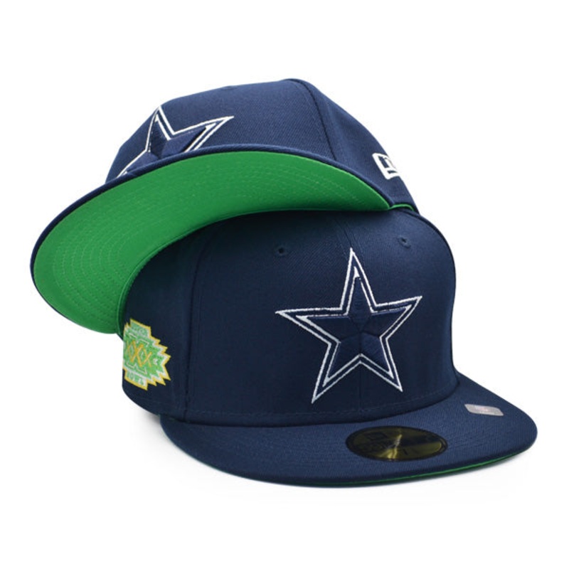 Dallas Cowboys SUPER BOWL XXX Citrus Pop Exclusive New Era 59Fifty Fitted NFL Hat -Navy/Citrus Green 6 7/8