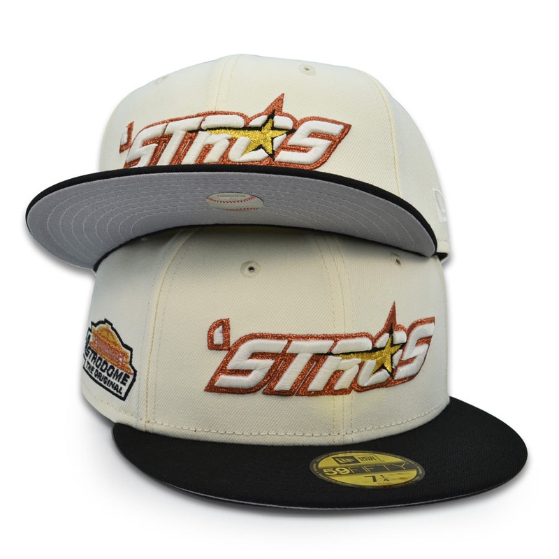 Houston Astros “HFD STROS” Astrodome Exclusive New Era 59Fifty Fitted Hat – Chrome/Black 6 7/8