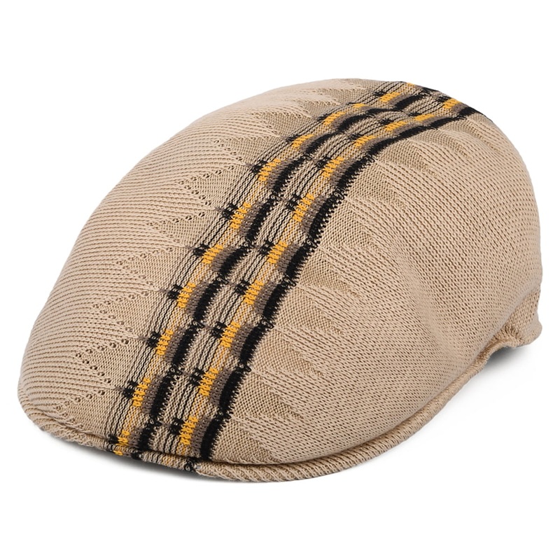 Kangol Argyle Stripe 504 Special Flat Cap – Beige M