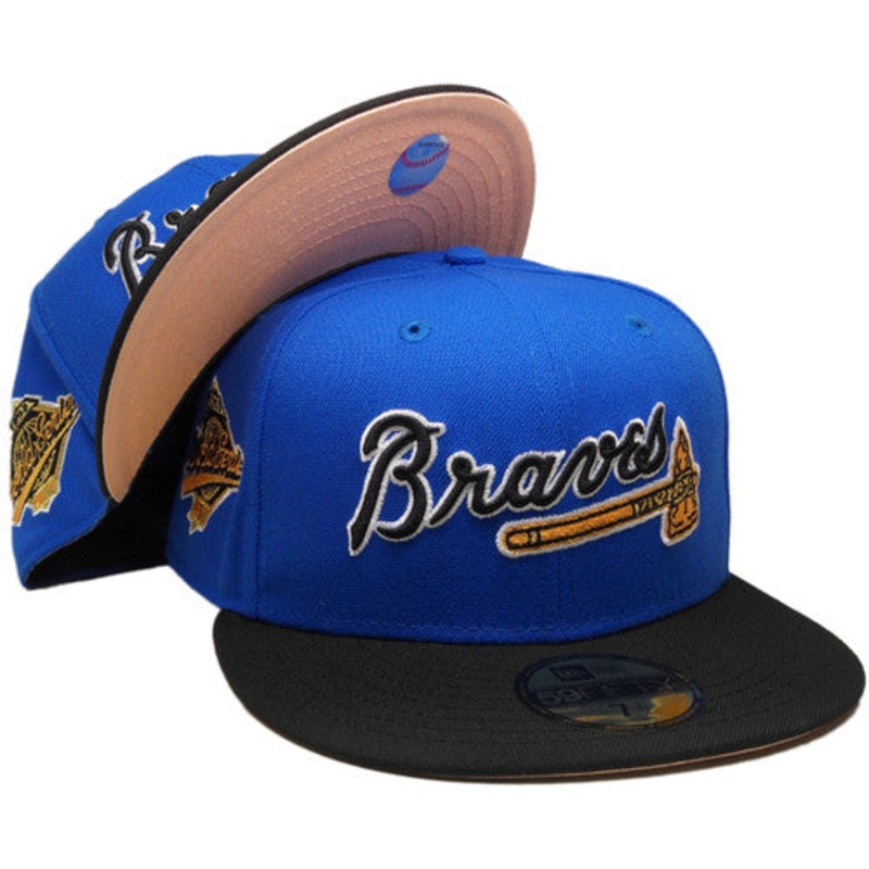 New Era Atlanta Braves Blue/Black 1995 World Series Peach Under Brim 59FIFTY Fitted Hat