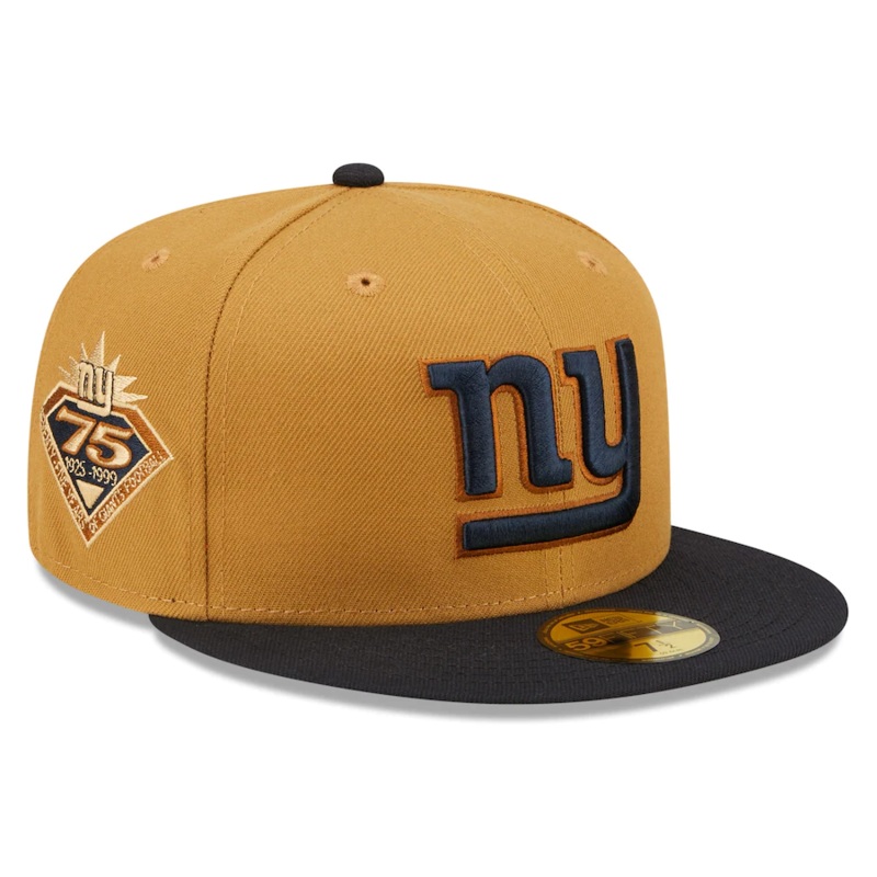 New Era New York Giants Tan/Navy 75th Anniversary Wheat 59FIFTY Fitted Hat