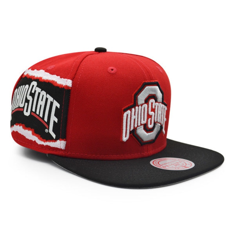 Ohio State Buckeyes NCAA Mitchell & Ness JUMBOTRON Snapback Hat – Red/Black