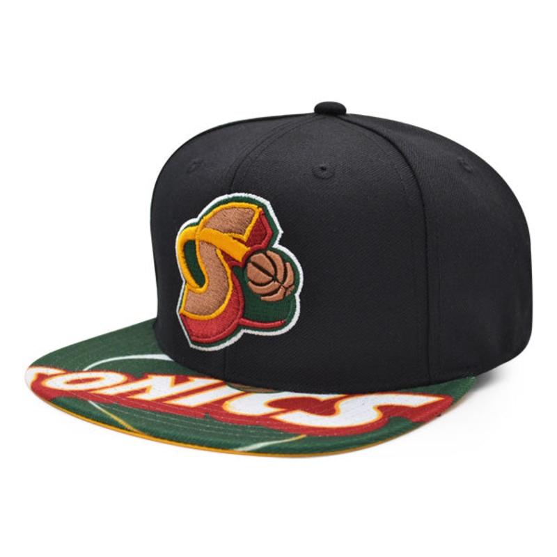 Seattle Supersonics Mitchell & Ness SWINGMAN POP Snapback Hat – Black