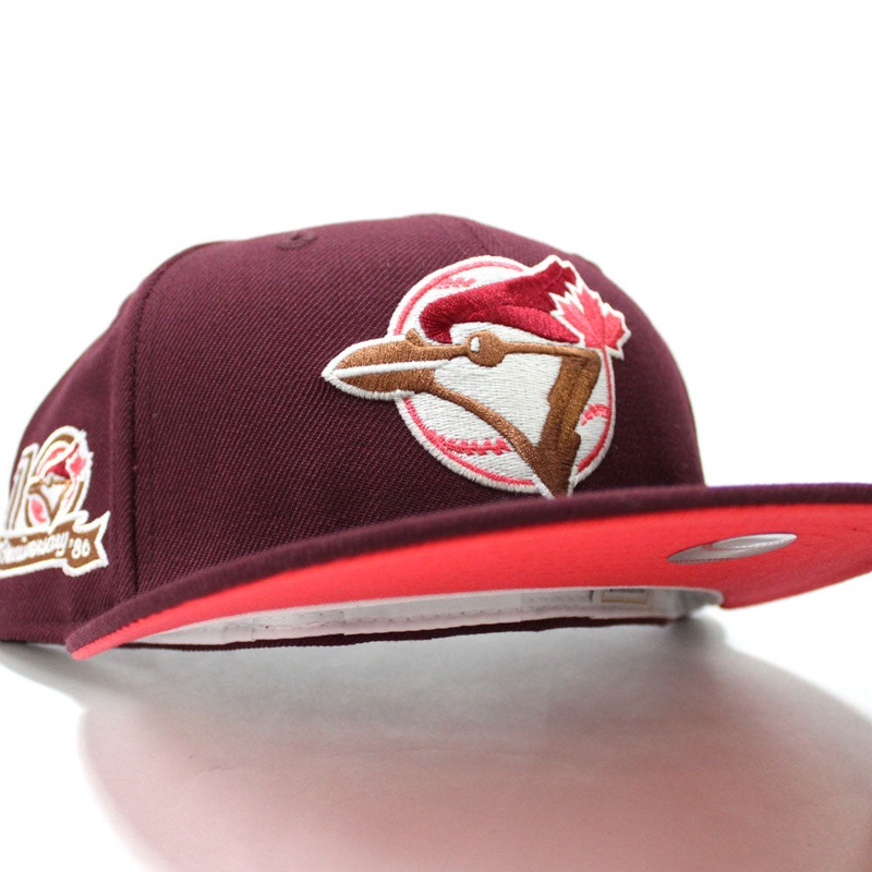 Toronto Blue Jays 10TH Anniversary New Era 59Fifty Fitted Hat (Maroon Lava Red Under Brim) 7
