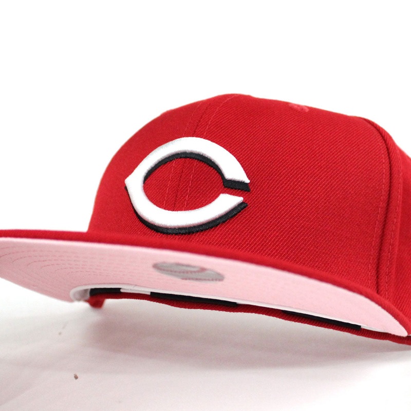 Cincinnati Reds New Era 59Fifty Fitted Hat (Team Color Pink Under Brim) 7
