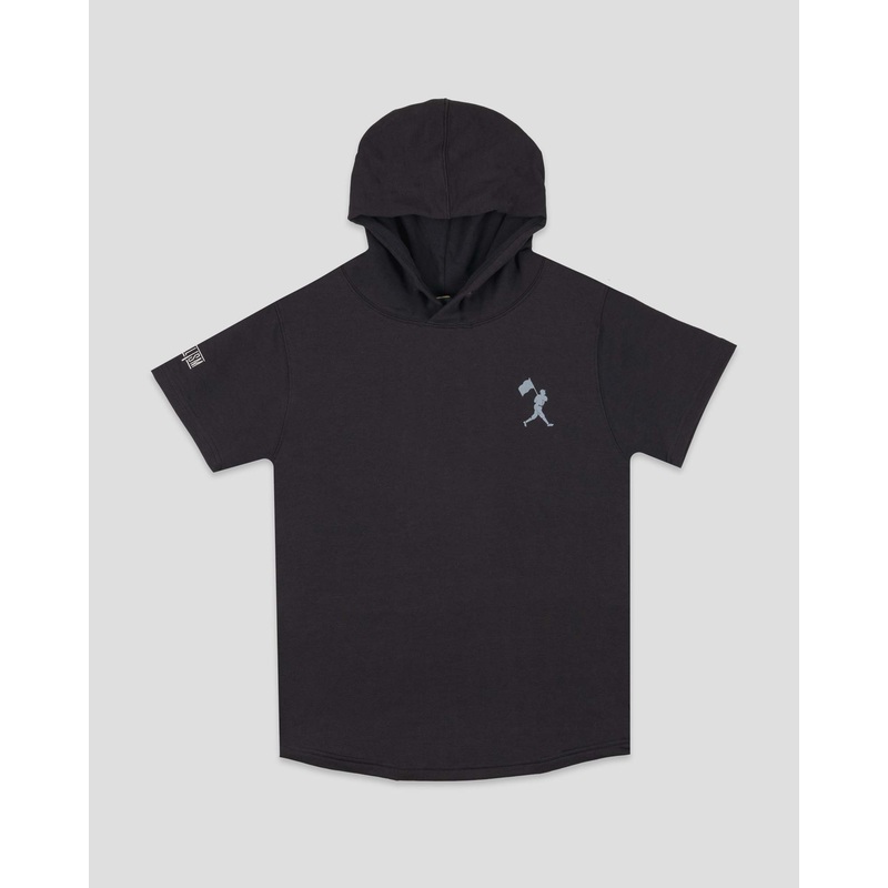Flag Man Short Sleeve Hoodie (Black) – Youth Youth Small
