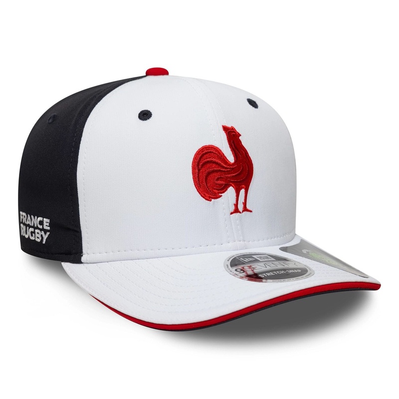French Federation Of Rugby Training White 9SEVENTY Stretch Snap Adjustable Cap OSFM