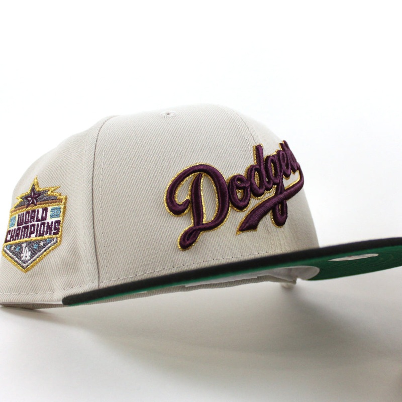 Los Angeles Dodgers 2020 World Champions New Era 59Fifty Fitted Hat (Stone Gray Black Green Under Brim) 7