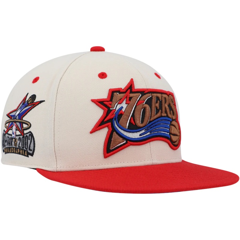 Mitchell & Ness Philadelphia 76ers Cream 2002 All-Star Game Hardwood Classics Fitted Hat
