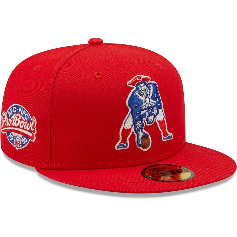New Era Red New England Patriots 1986 Pro Bowl Patch Royal Undervisor 59FIFY Fitted Hat
