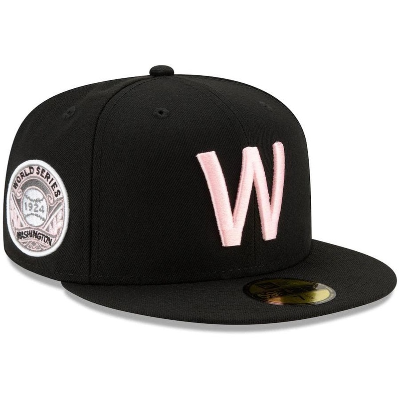 New Era Washington Senators Black Cooperstown Collection 1924 World Series Champions Pink Undervisor 59FIFTY Fitted Hat