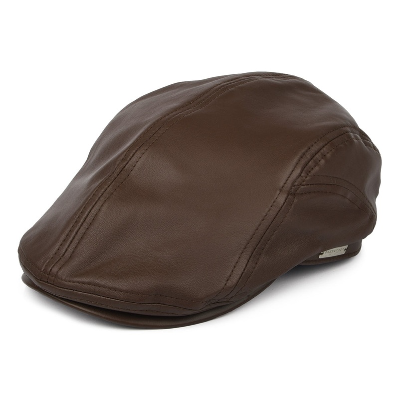 Seeberger Hats Leather Flat Cap – Brown M