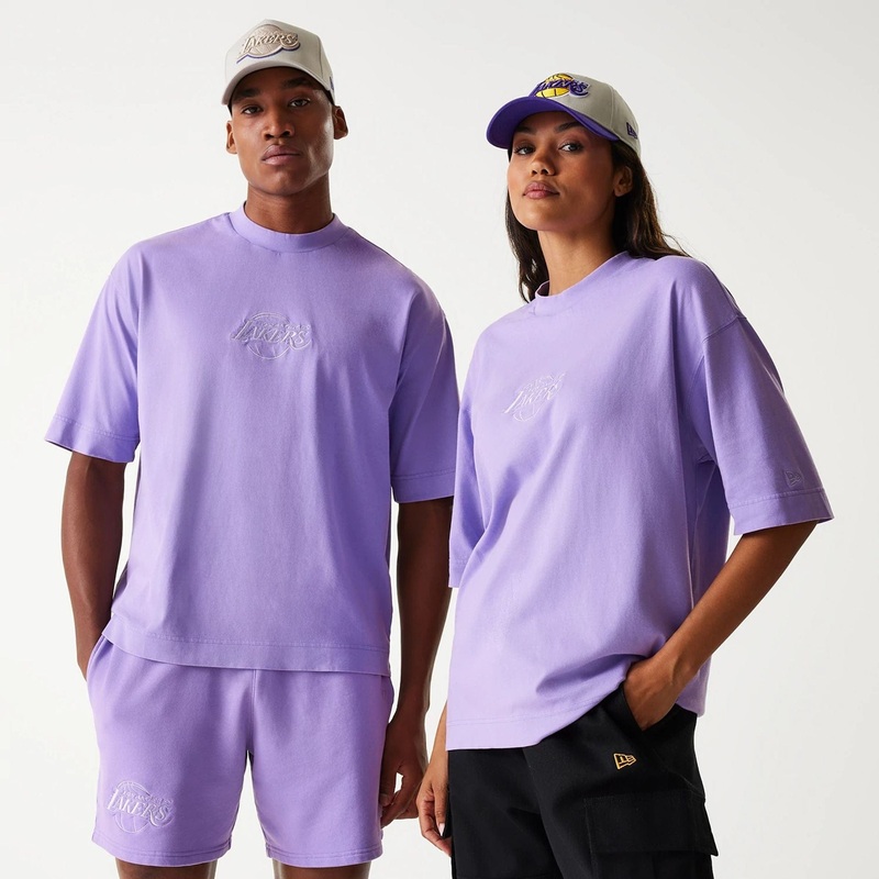 LA Lakers NBA Washed Purple Box T-Shirt XS