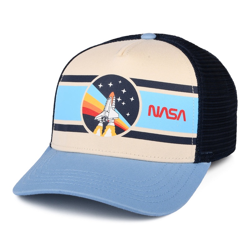 NASA Sinclair Trucker Cap – Ivory-Navy-Light Blue Adjustable